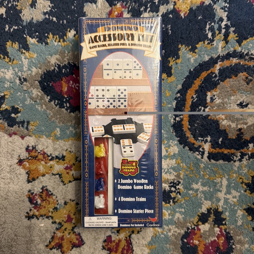 Cardinal Domino Accessory Kit 2 Jumbo Wooden Game Racks 4 Trains 1 Starter Piece